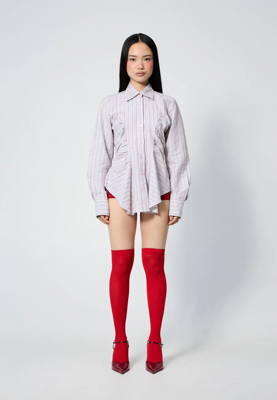 Arthur Ruffle Blouse Pink Stripe - Image 5