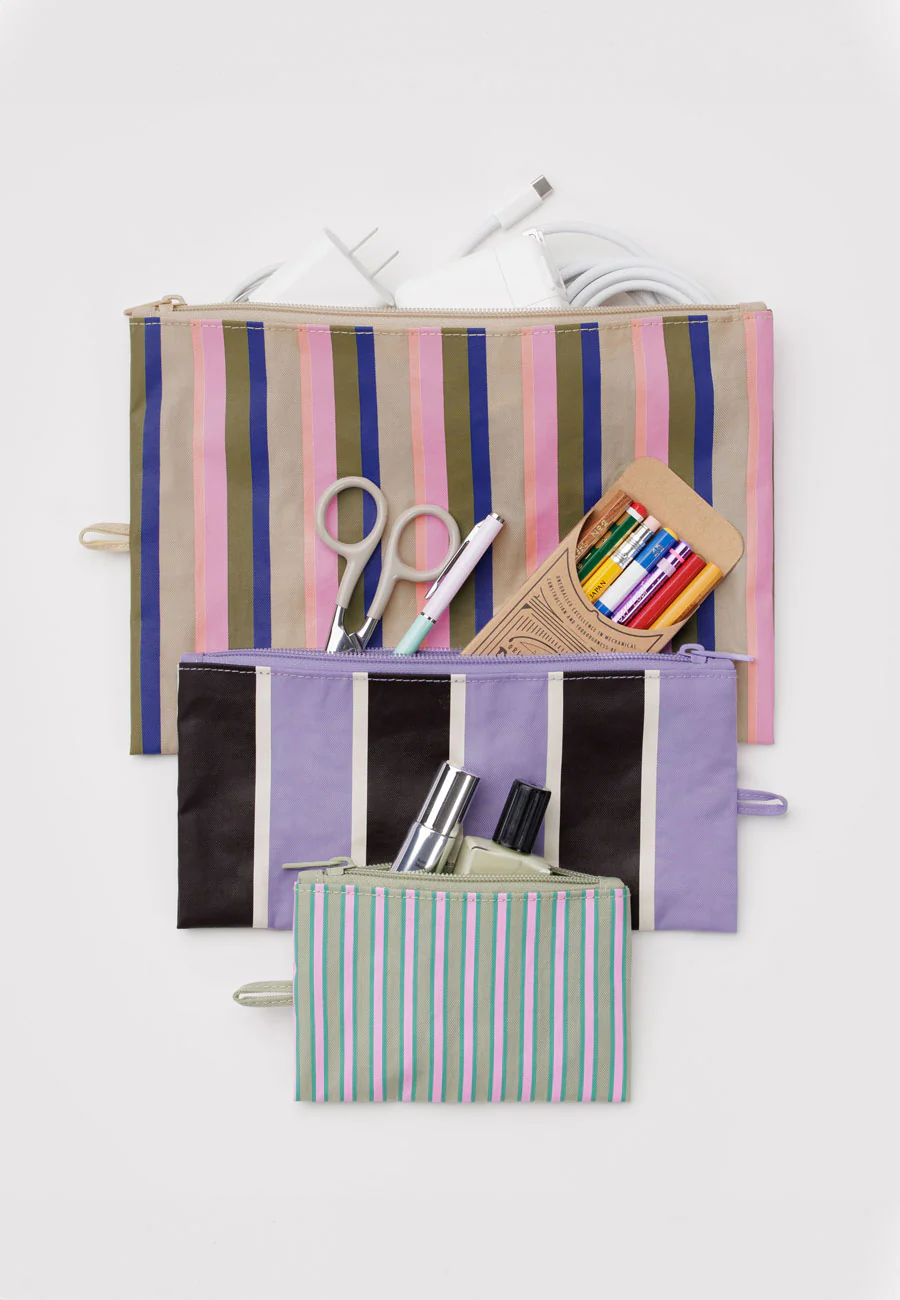 Baggu Flat Pouch Set Candy Shop Stripes - Image 2
