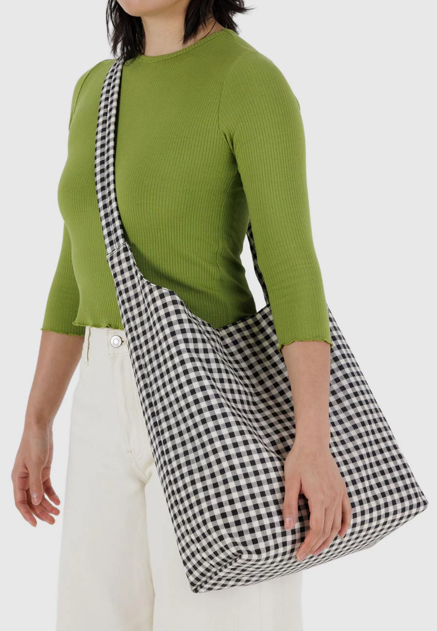 Baggu Large Nylon Sling Black & White Gingham - Image 2