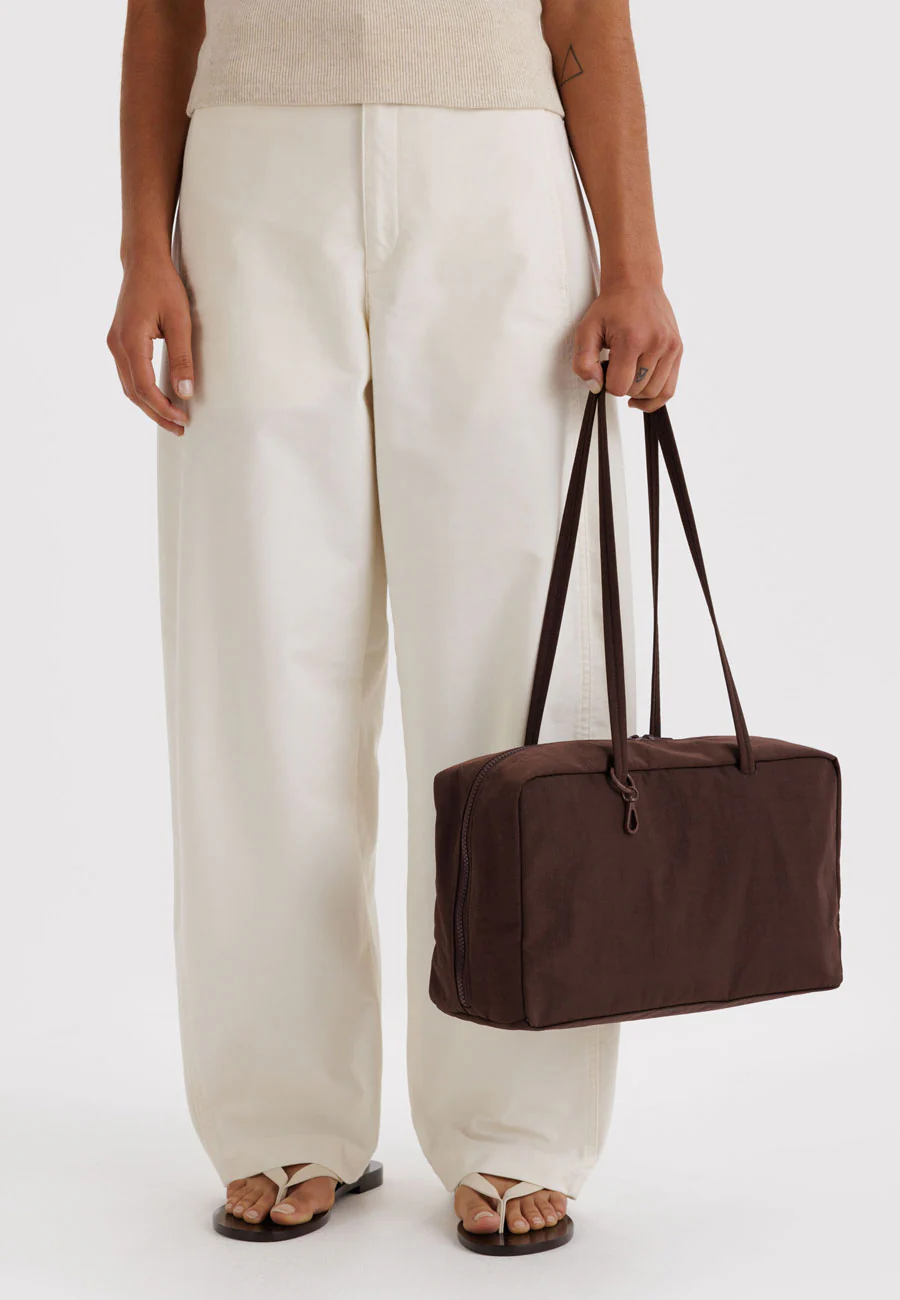 Baggu Medium Nylon Bowler Bag Coffee - Image 4