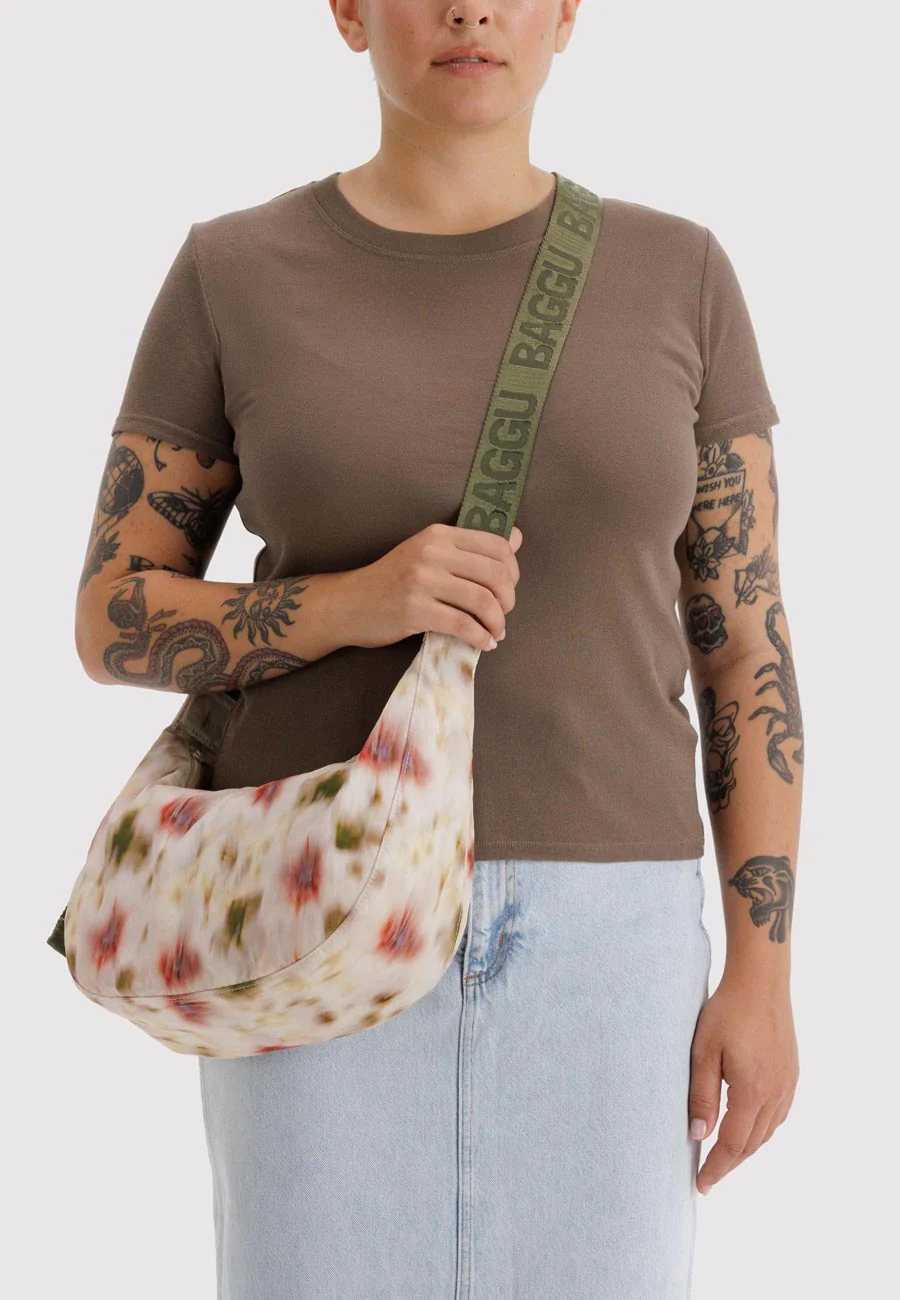 Baggu Medium Nylon Crescent Bag Abstract Floral - Image 2