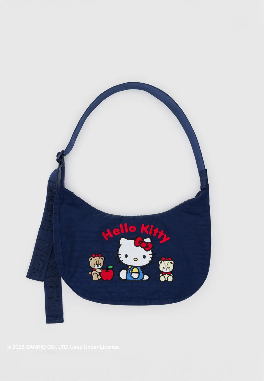 Baggu Medium Nylon Crescent Bag Embroidered Hello Kitty & Teddy