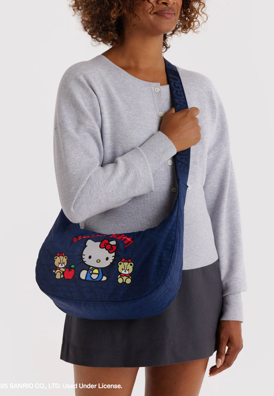 Baggu Medium Nylon Crescent Bag Embroidered Hello Kitty & Teddy - Image 2