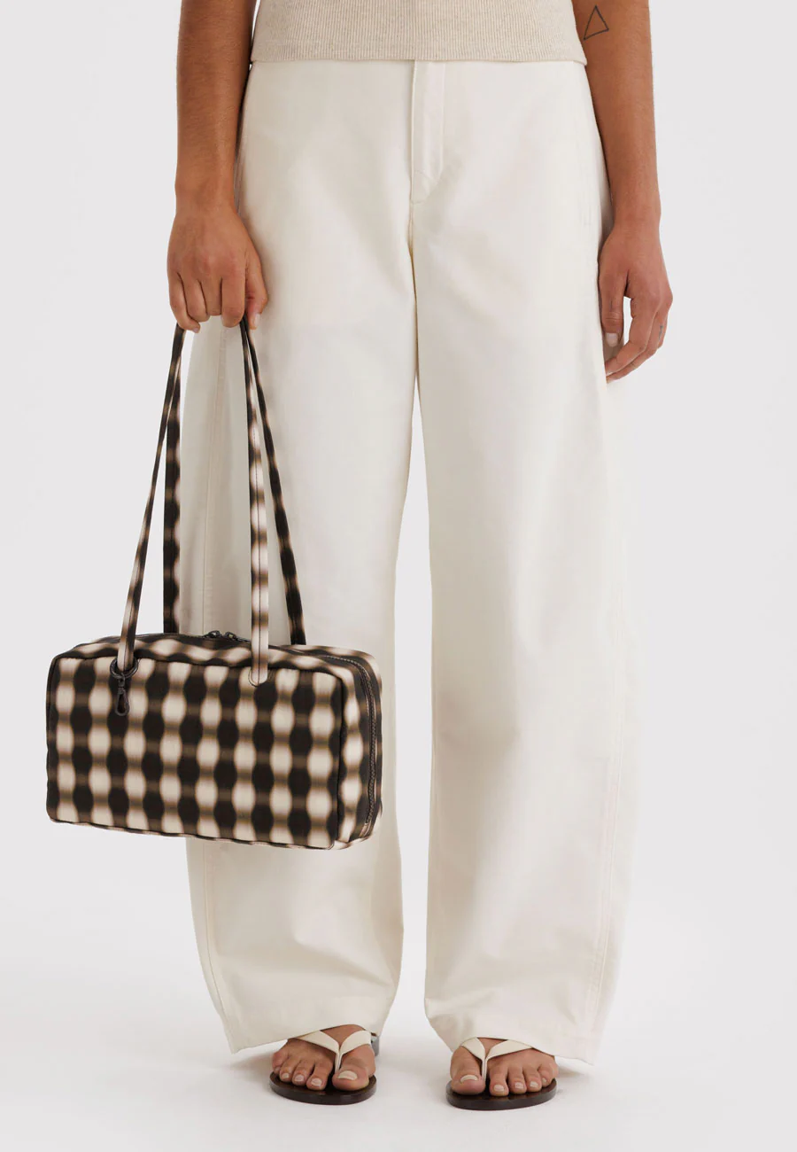 Baggu Nylon Bowler Bag Blurred Gingham Brown - Image 4