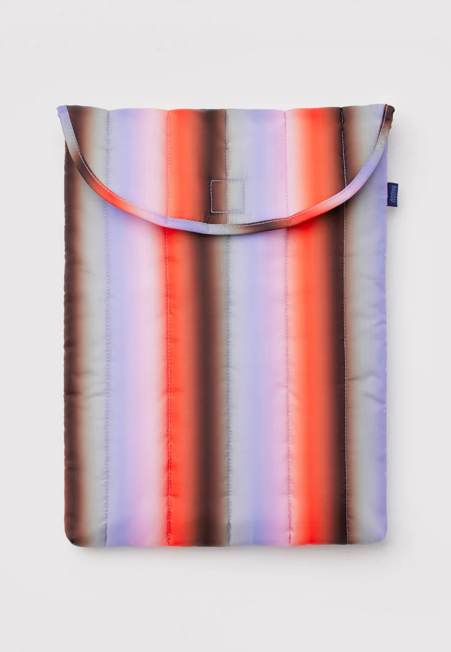 Baggu Puffy Laptop Sleeve Gradient Stripe Poppy & Lilac 16"