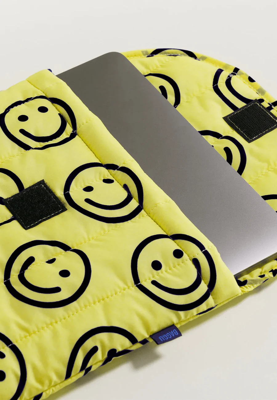 Baggu Puffy Laptop Sleeve Yellow Happy 16" - Image 3
