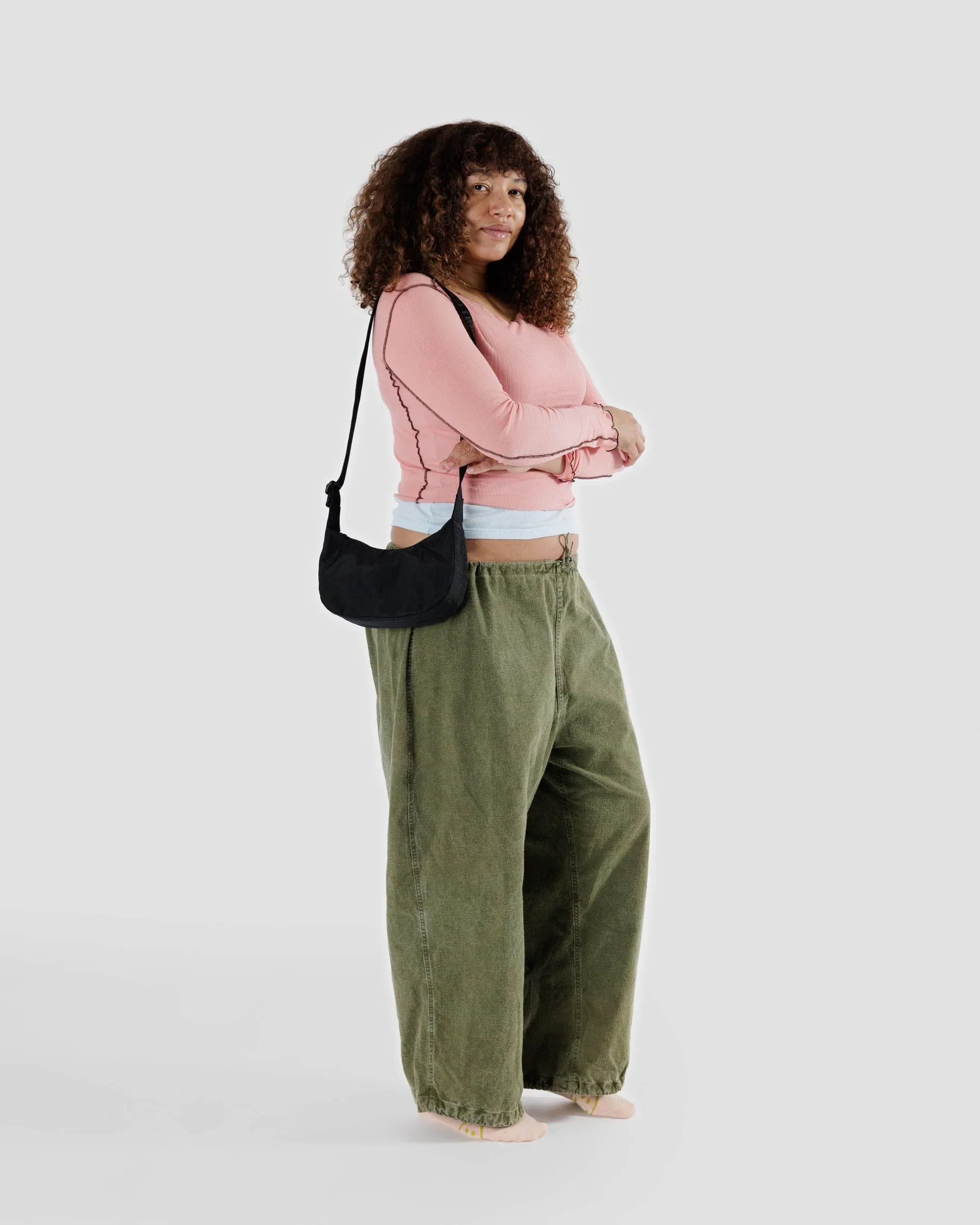 Baggu Small Nylon Crescent Bag Black - Image 2