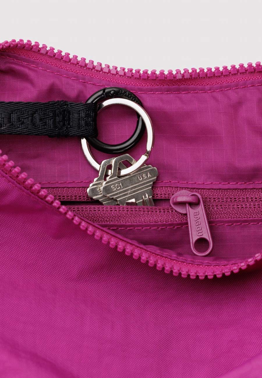 Baggu Small Nylon Crescent Bag Deep Fuchsia - Image 3