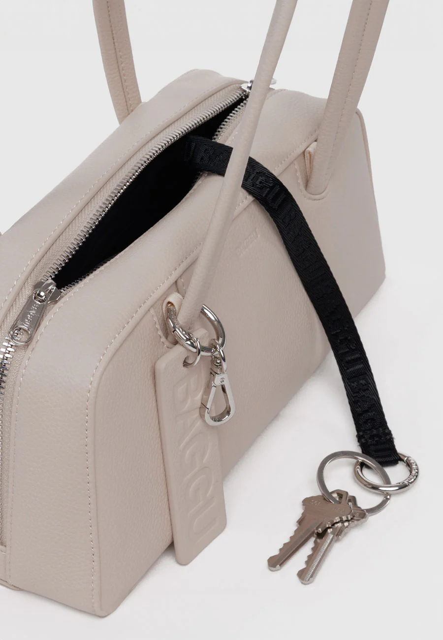 Baggu Small Recycled Leather Bowler Bag Stone - Image 4