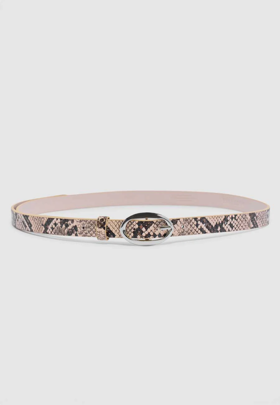 Brie Leon Oval Belt Python Silver - Image 4