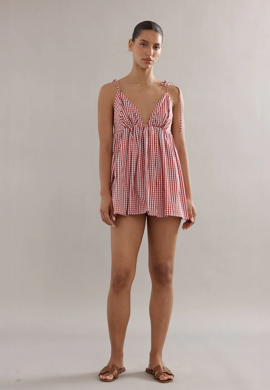 Caitlin Crisp Esther Top Red Gingham - Image 3