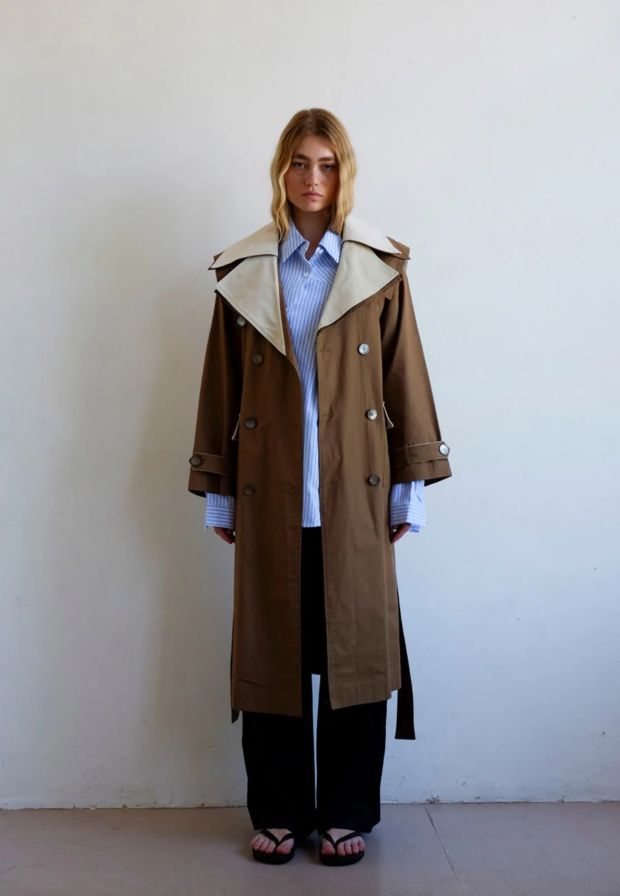 Commonplace Essentials Double Layer Trench Cream/Tan