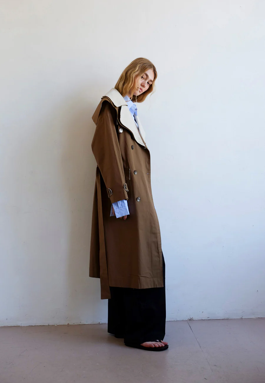 Commonplace Essentials Double Layer Trench Cream/Tan - Image 2