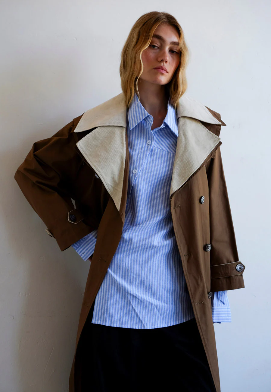 Commonplace Essentials Double Layer Trench Cream/Tan - Image 3