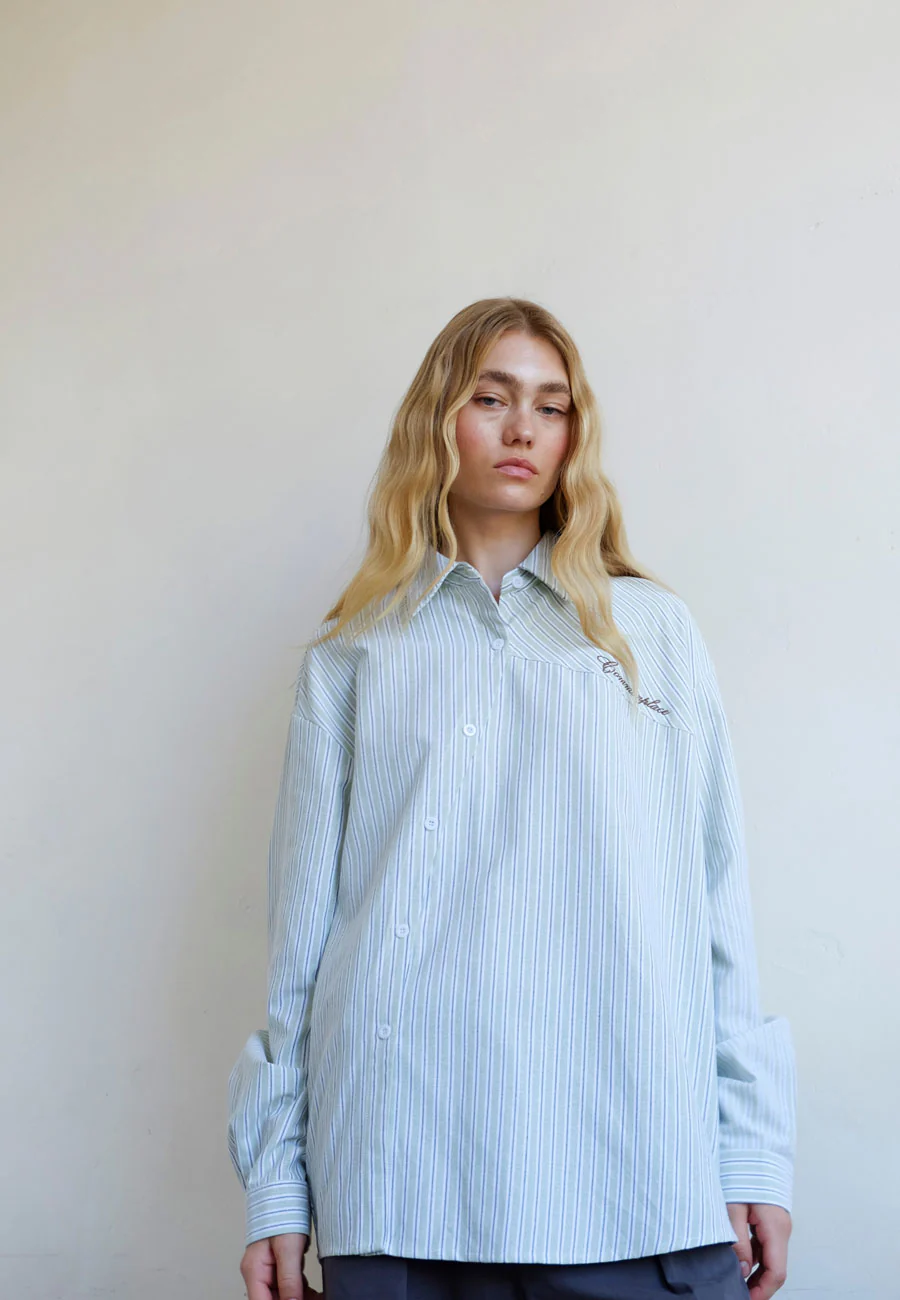 Commonplace Essentials Cortez Shirt Mint Stripe