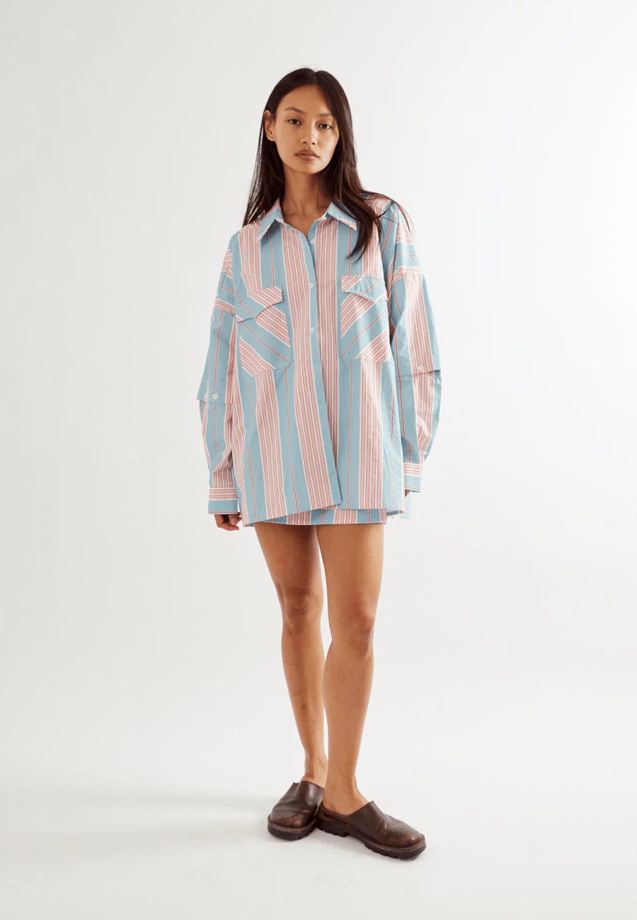 Commonplace Essentials Eastern Shirt Baby Blue / Pink - Image 3