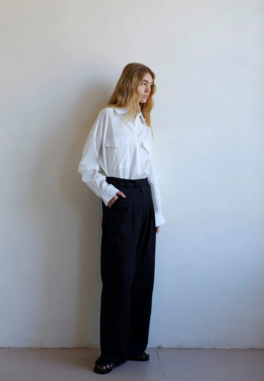 Commonplace Essentials Pleated Front Trouser Black - Image 4