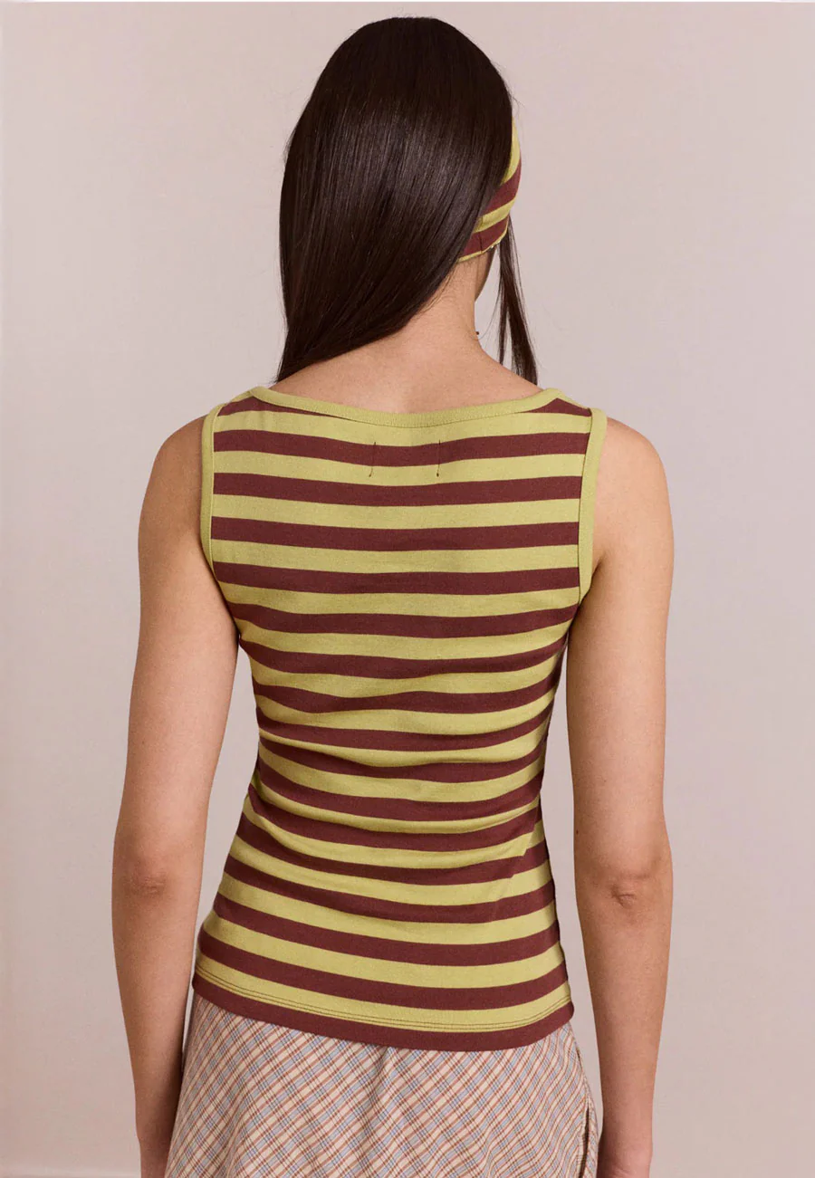 Damson Madder Avielle Tank Green Stripe - Image 5