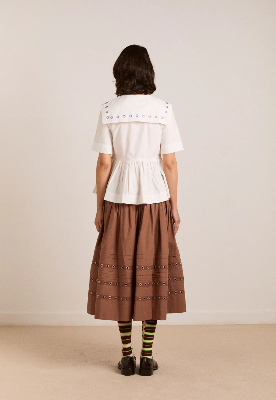 Damson Madder Cyrus Eyelet Blouse White - Image 3
