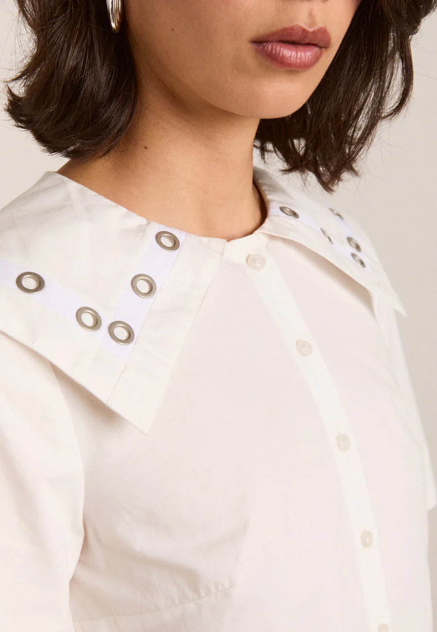 Damson Madder Cyrus Eyelet Blouse White - Image 5