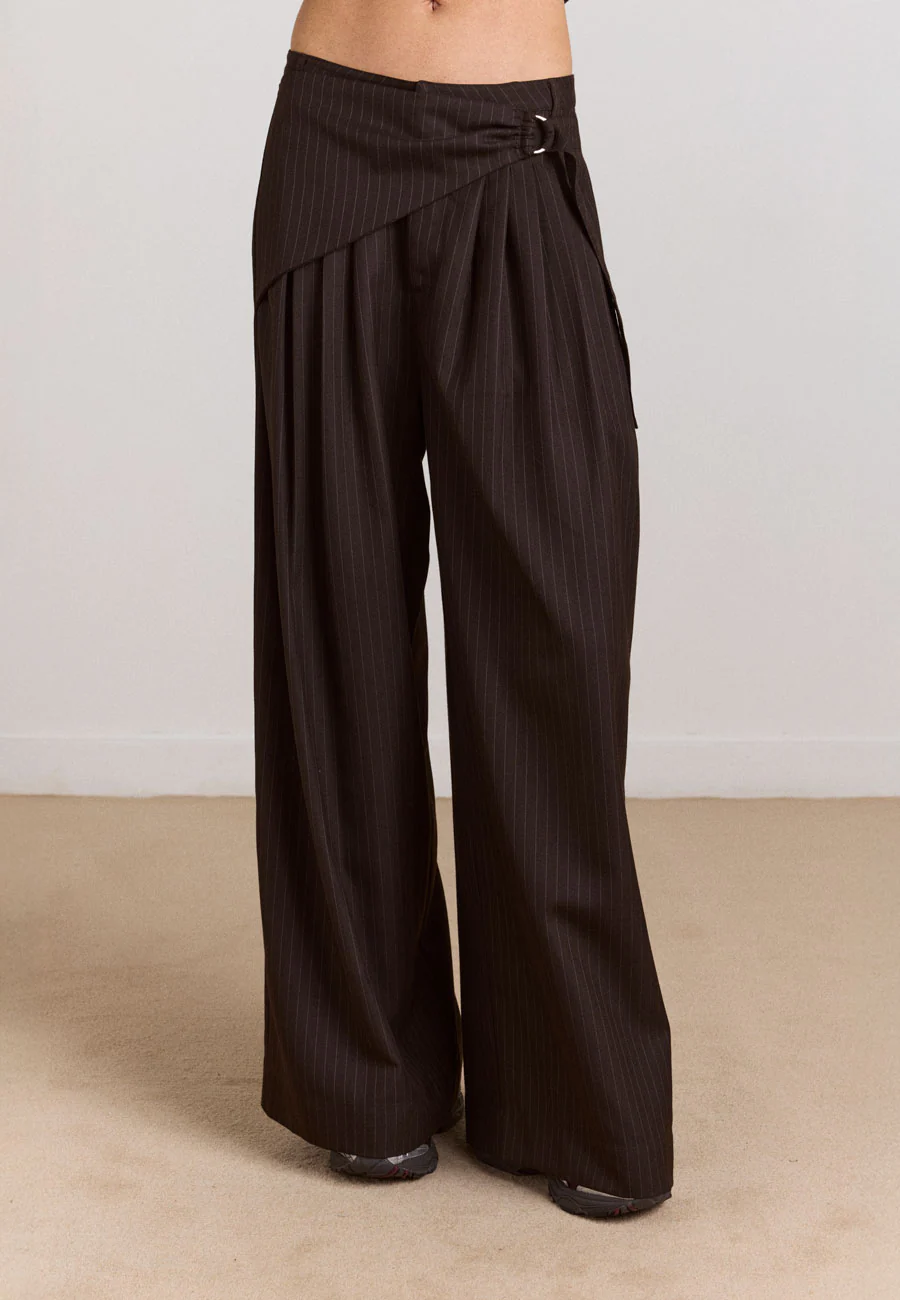 Damson Madder Fabia Trouser Choc Pinstripe - Image 3