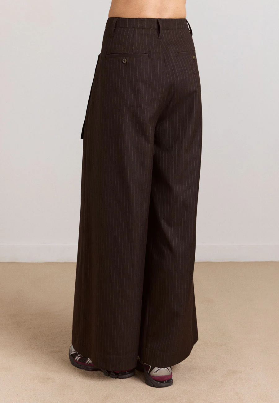 Damson Madder Fabia Trouser Choc Pinstripe - Image 4