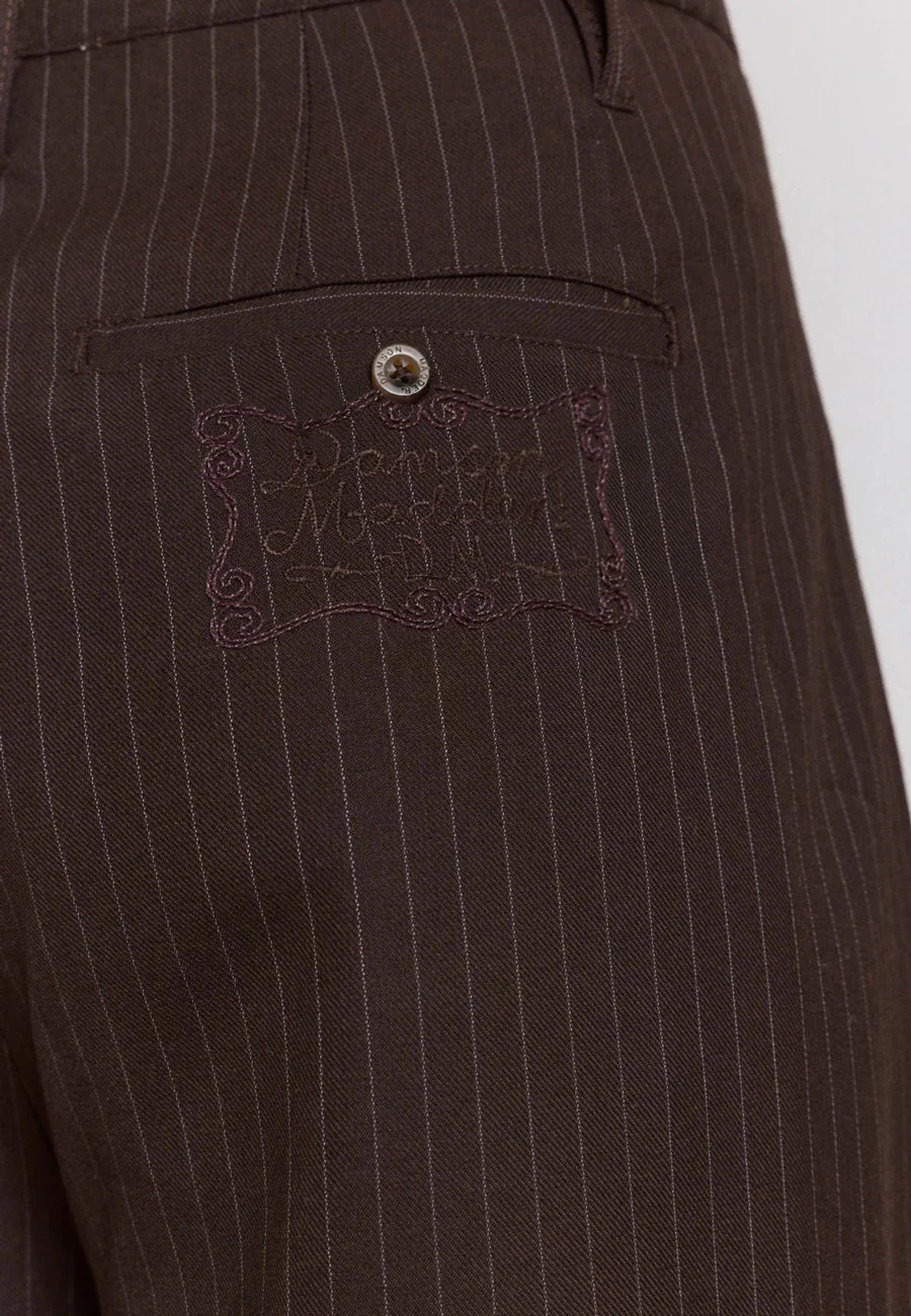Damson Madder Fabia Trouser Choc Pinstripe - Image 6