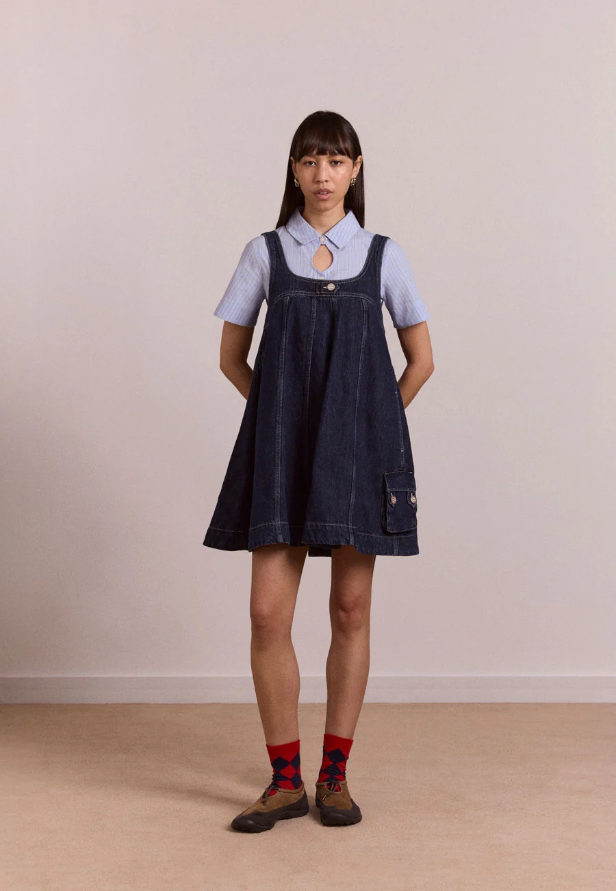 Damson Madder Immy Mini Dress Dark Wash