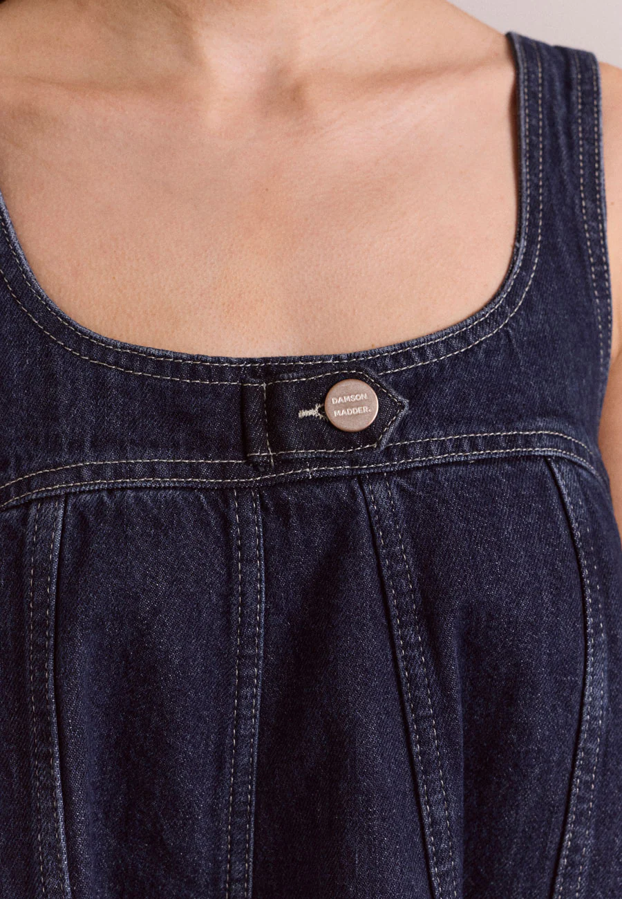 Damson Madder Immy Mini Dress Dark Wash - Image 4