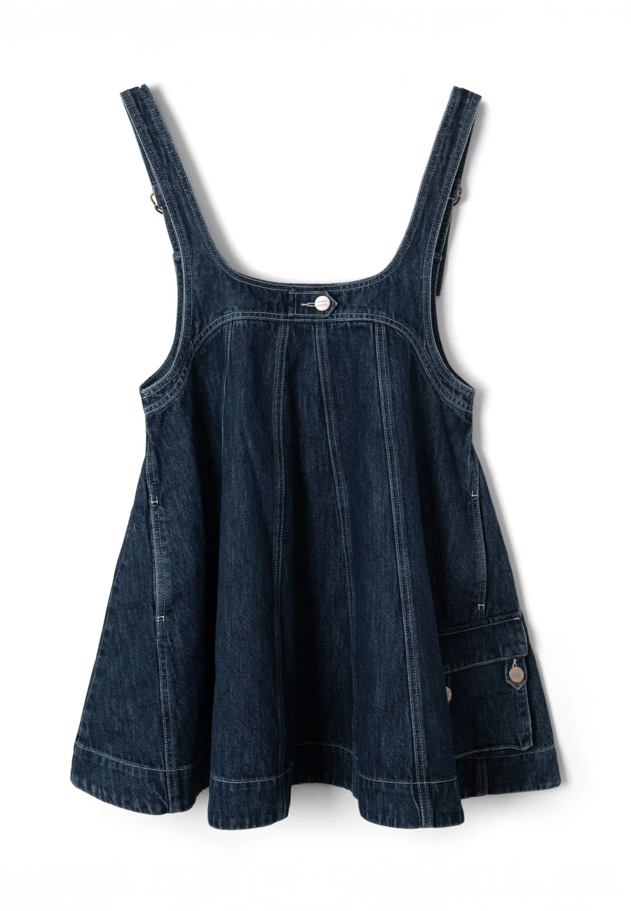 Damson Madder Immy Mini Dress Dark Wash - Image 7