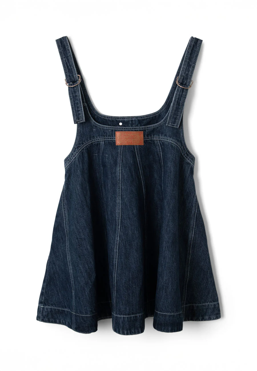 Damson Madder Immy Mini Dress Dark Wash - Image 8
