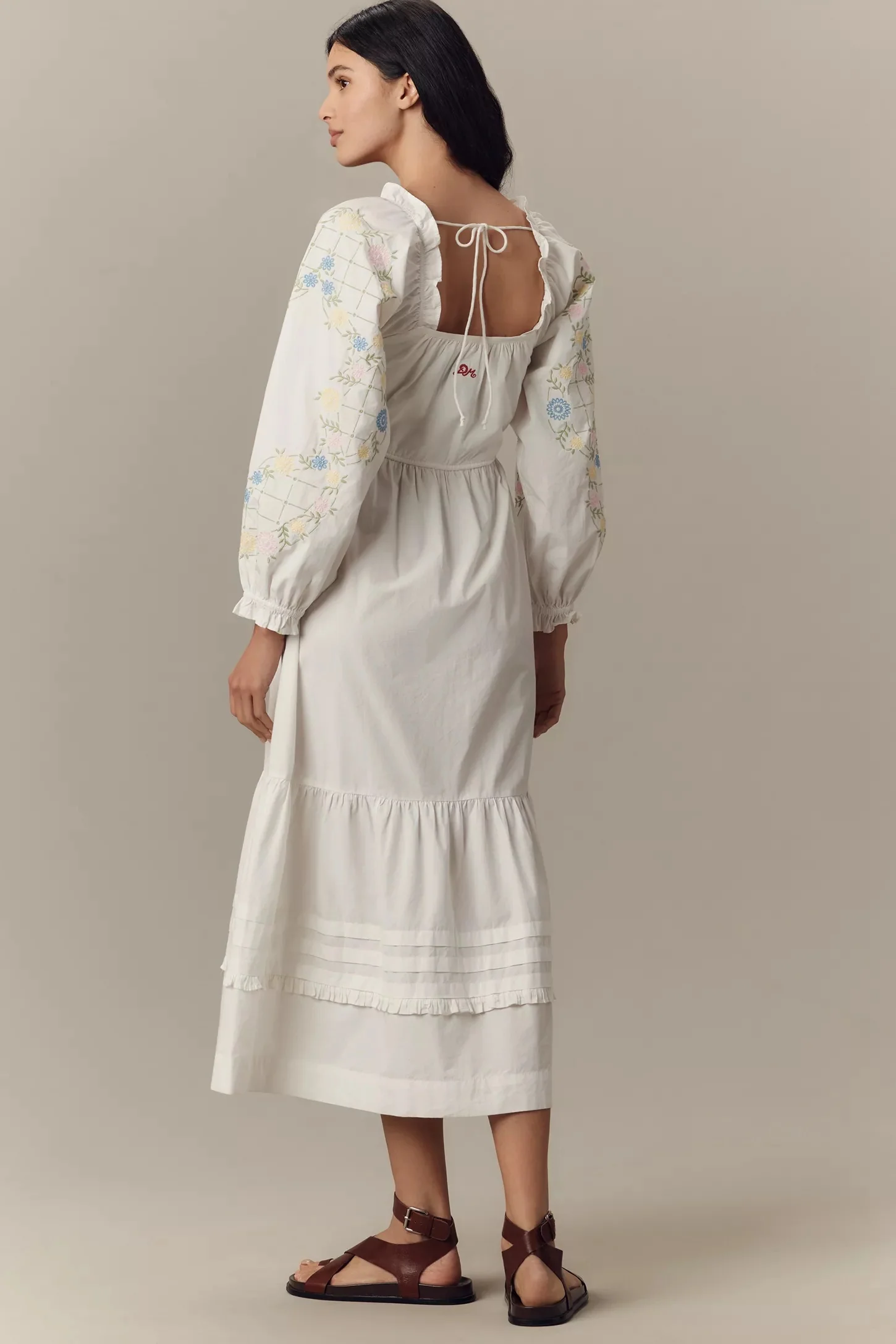 Damson Madder Junia Midi Dress Embroidered White - Image 4
