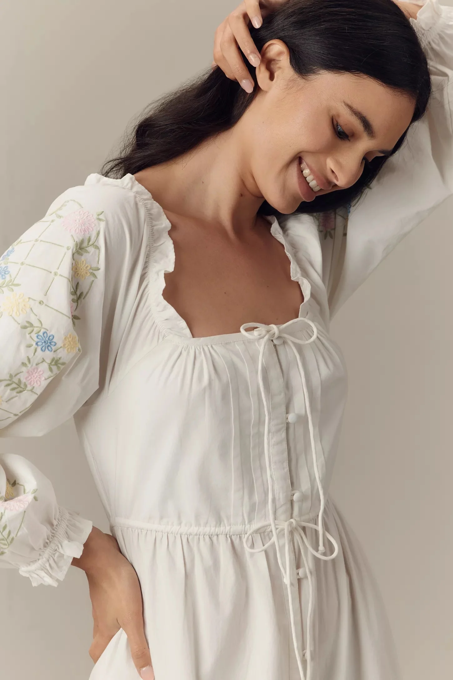 Damson Madder Junia Midi Dress Embroidered White - Image 5