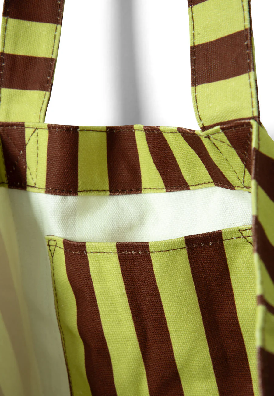 Damson Madder Large Canvas Tote Bag Green Stripe - Image 6