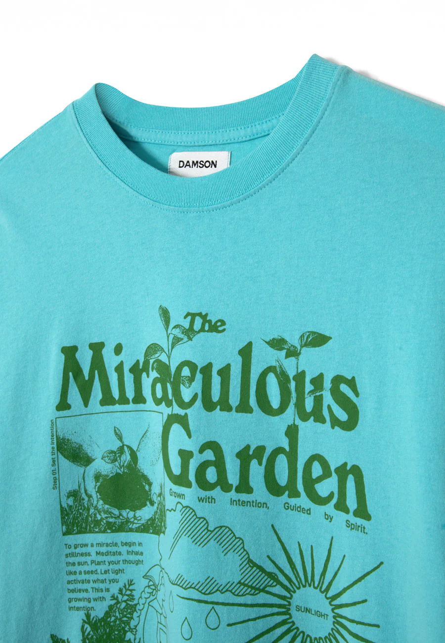 Damson Madder Miraculous Garden Graphic Tee Aqua - Image 3