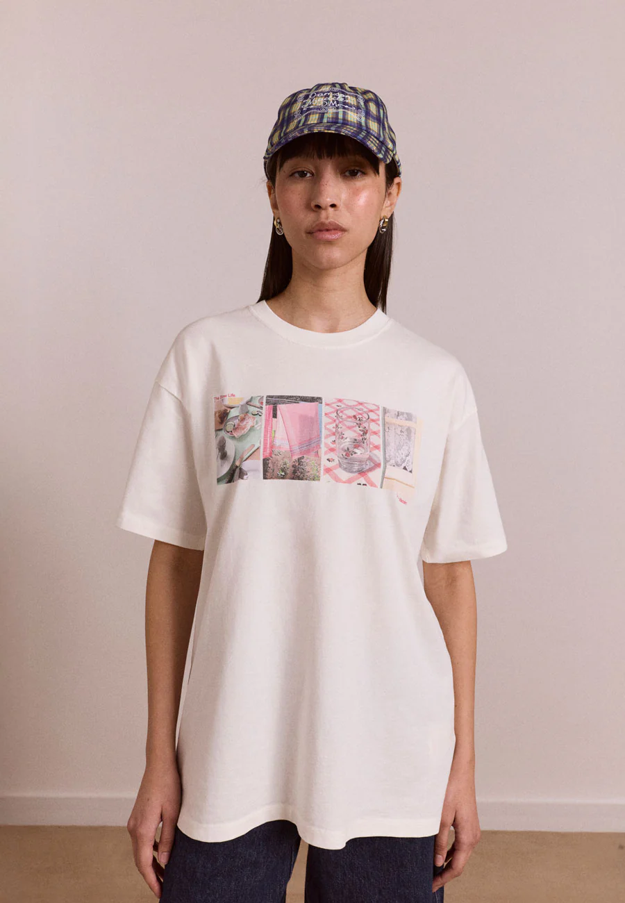 Damson Madder Slow Life Crossword Graphic Tee Ecru - Image 5