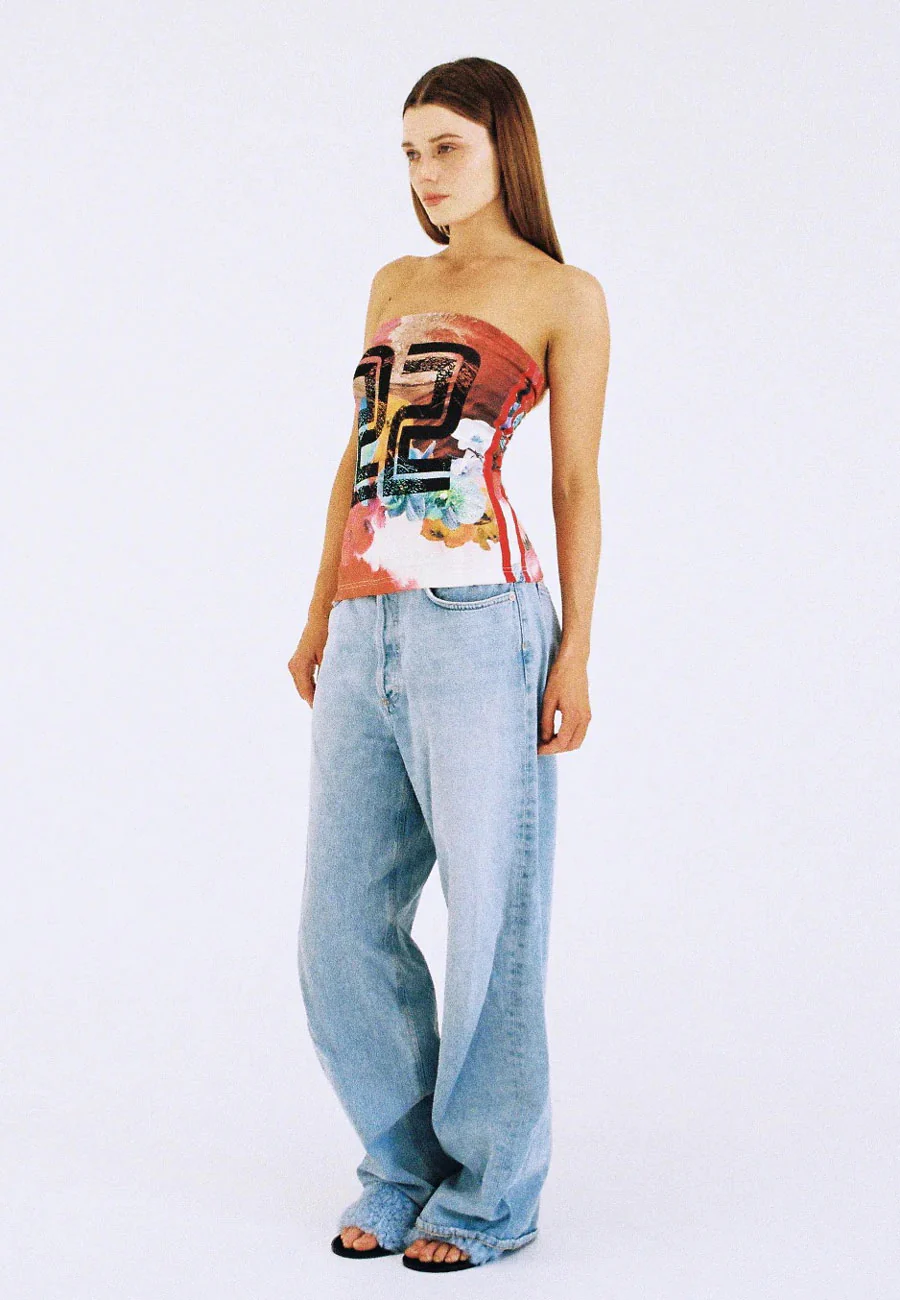 Lottie Hall Lucky Tube Top Butterfly Wave Red - Image 5
