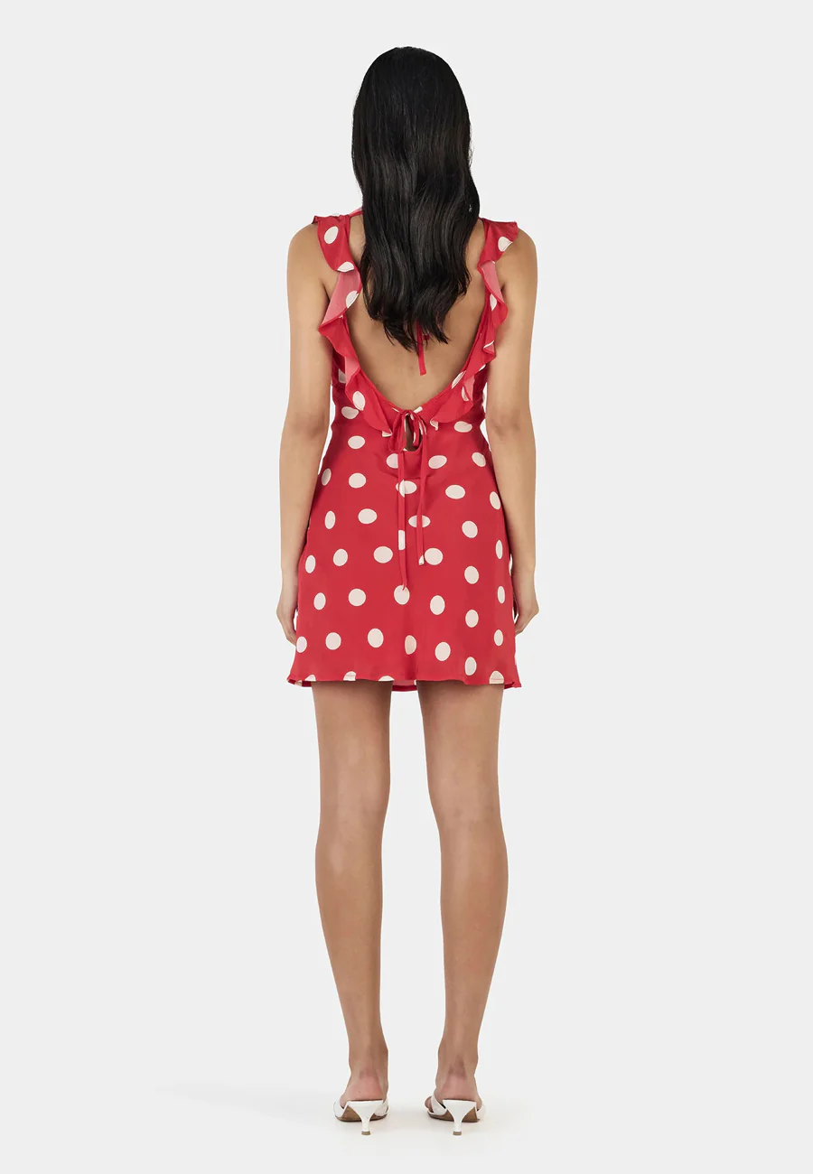 Ownley Candy Mini Dress Red Polka - Image 5