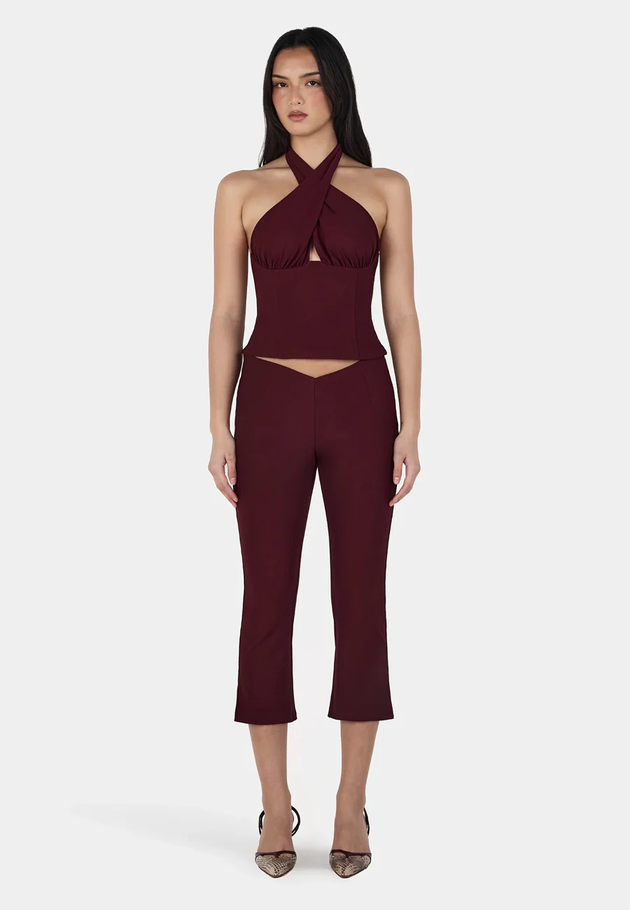 Ownley Chelsea Halter Top Burgundy - Image 2