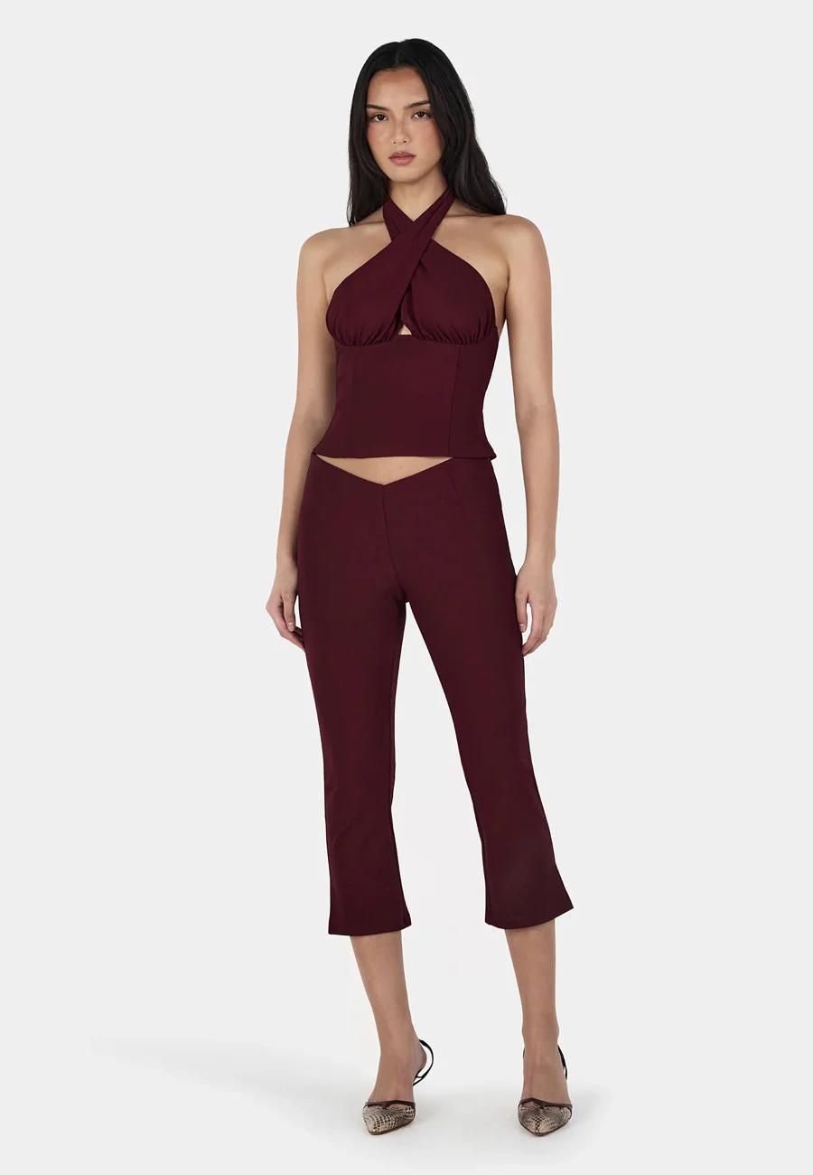 Ownley Chelsea Halter Top Burgundy - Image 3