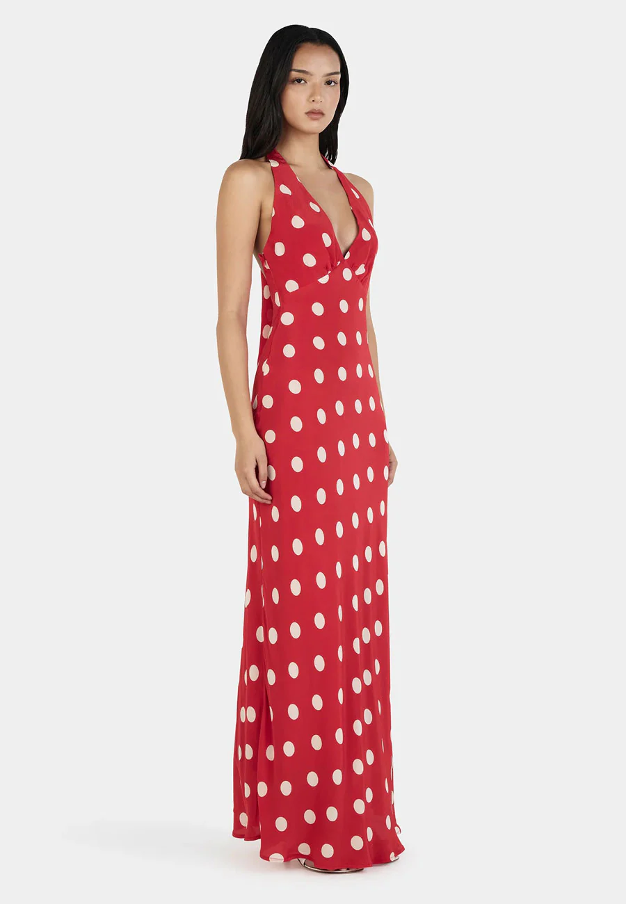 Ownley Elyse Maxi Dress Red Polka - Image 3