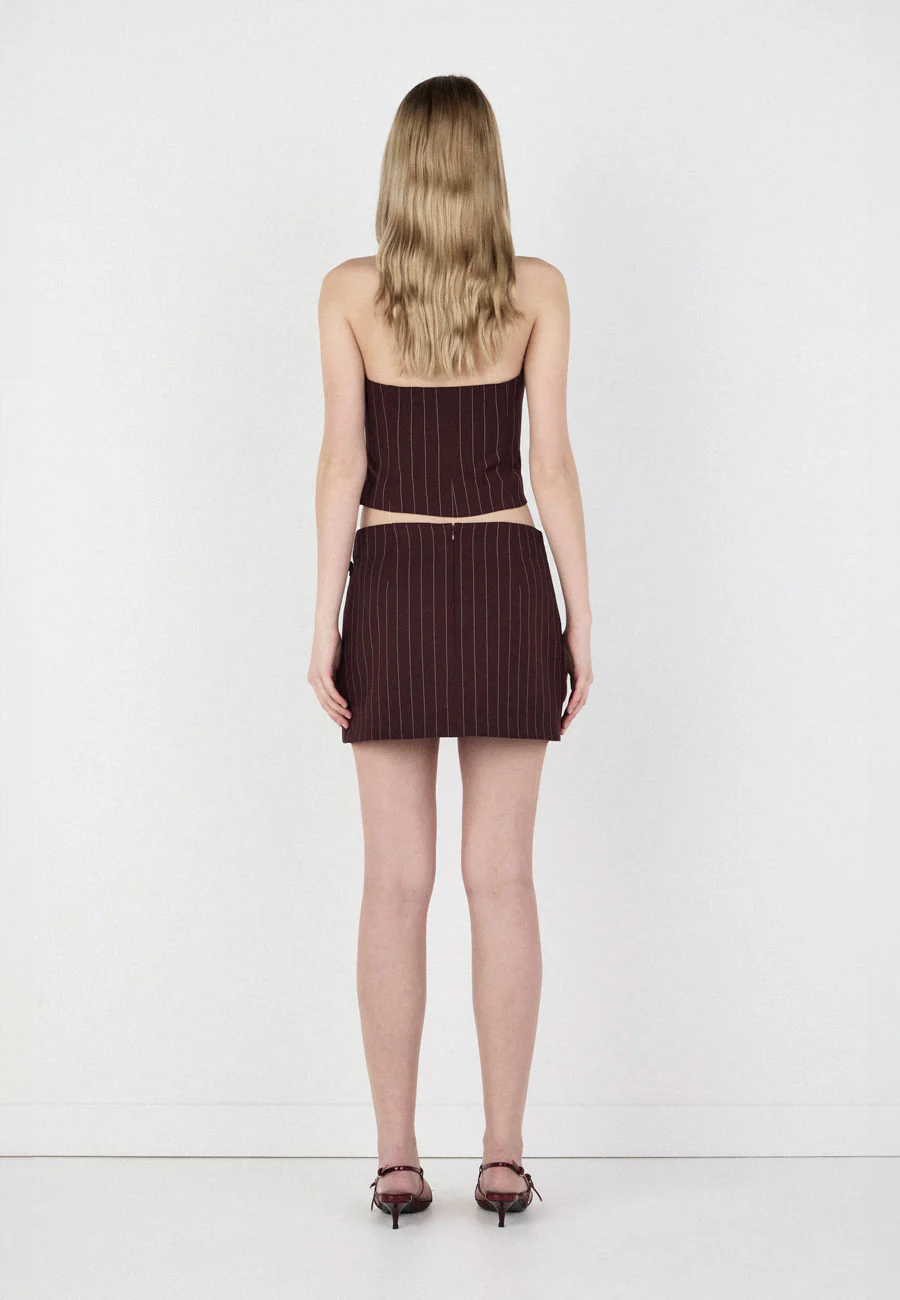 Ownley Ivy Wrap Skirt Cherry Choc Stripe - Image 3