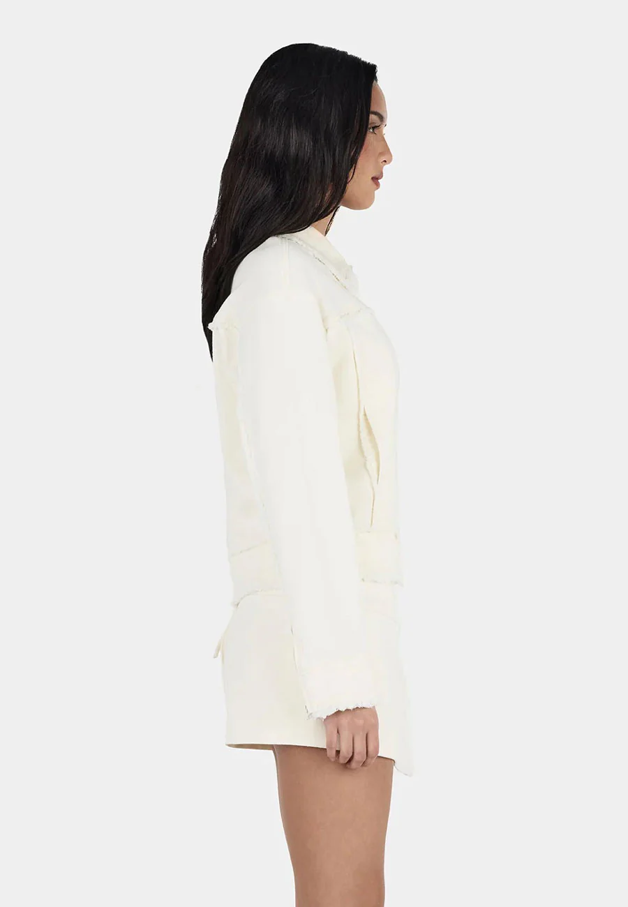 Ownley Oakley Frayed Bomber Ecru Denim - Image 2