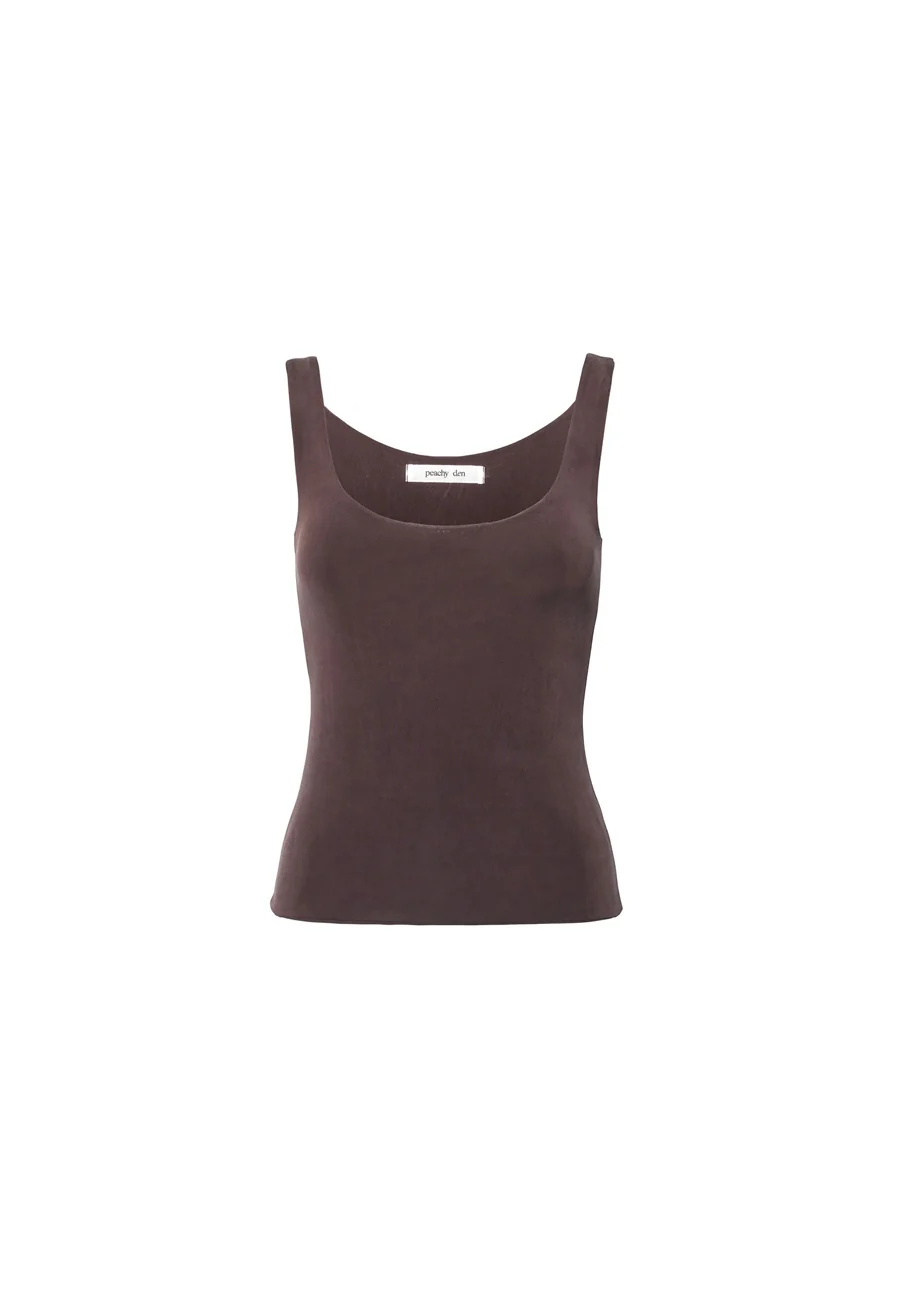 Peachy Den Kylie Vest Cupro Chocolate - Image 5