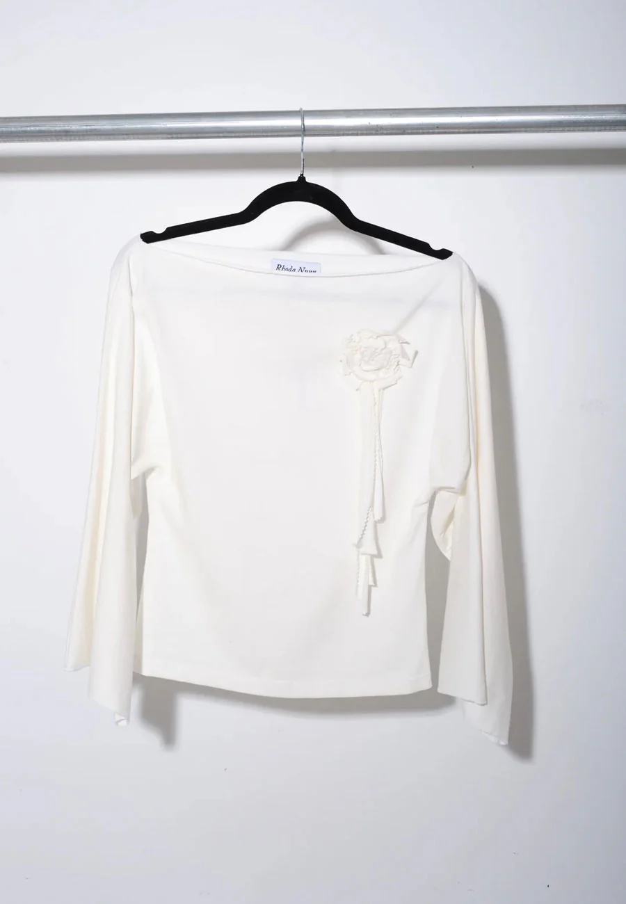 Rhoda Nunn Rosette Top White