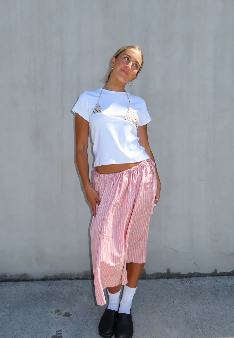 Rhoda Nunn Sunne Skirt Pink Sateen Stripe - Image 10
