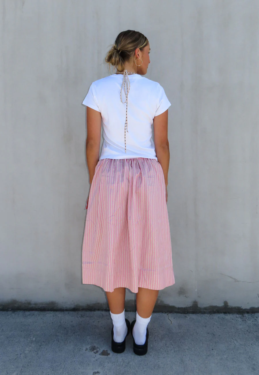 Rhoda Nunn Sunne Skirt Pink Sateen Stripe - Image 4