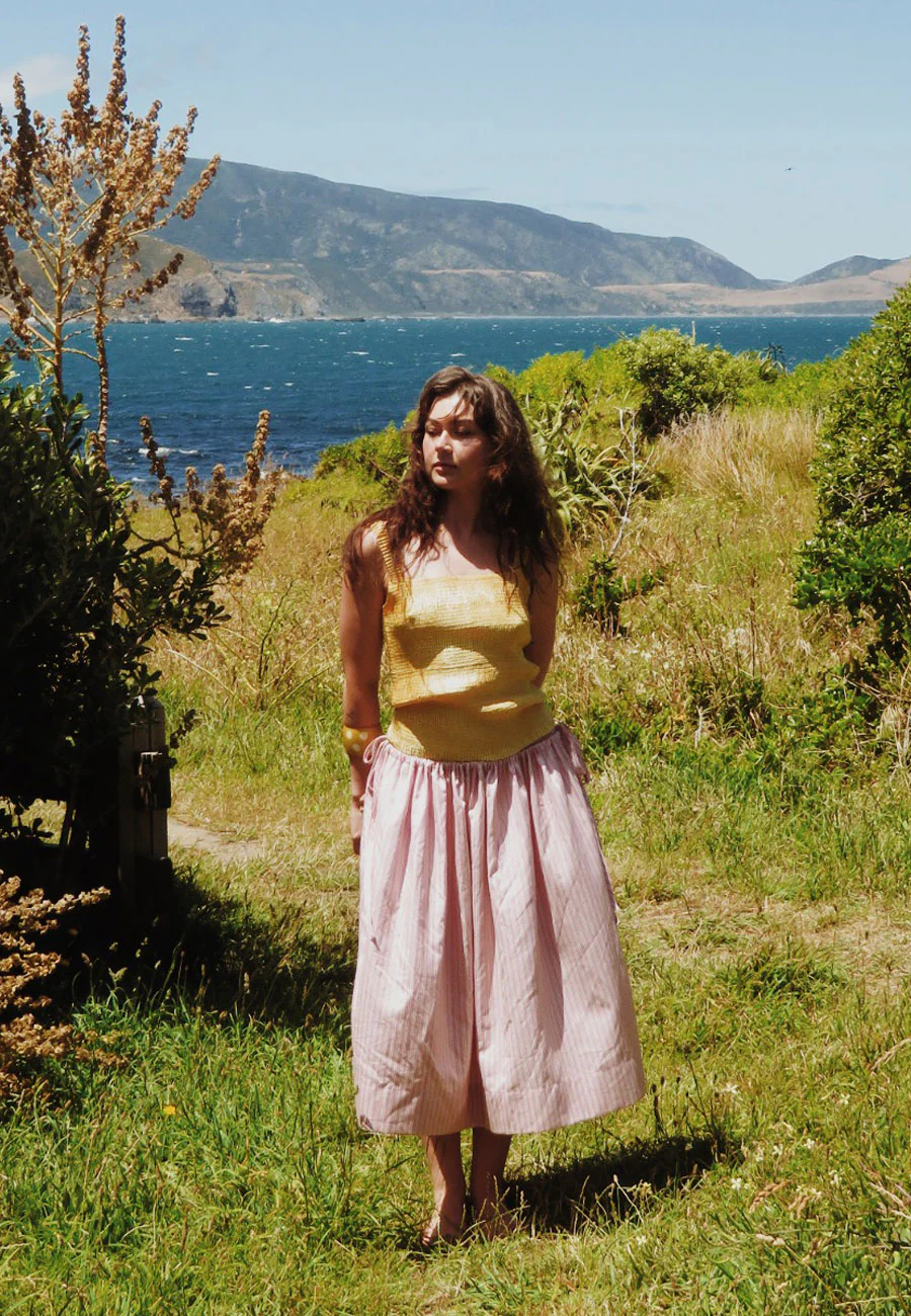 Rhoda Nunn Sunne Skirt Pink Sateen Stripe - Image 6