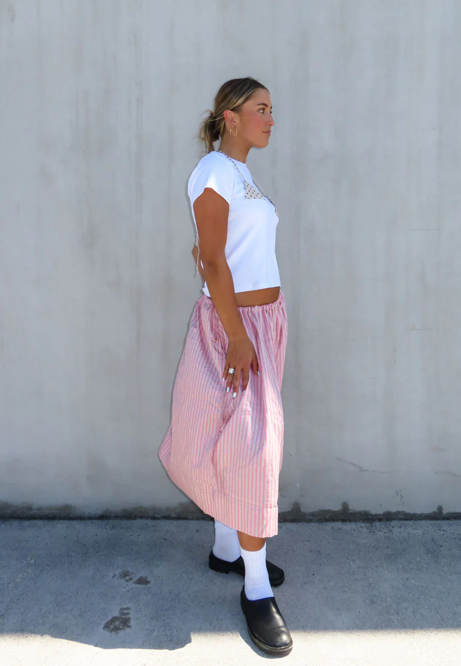 Rhoda Nunn Sunne Skirt Pink Sateen Stripe - Image 8