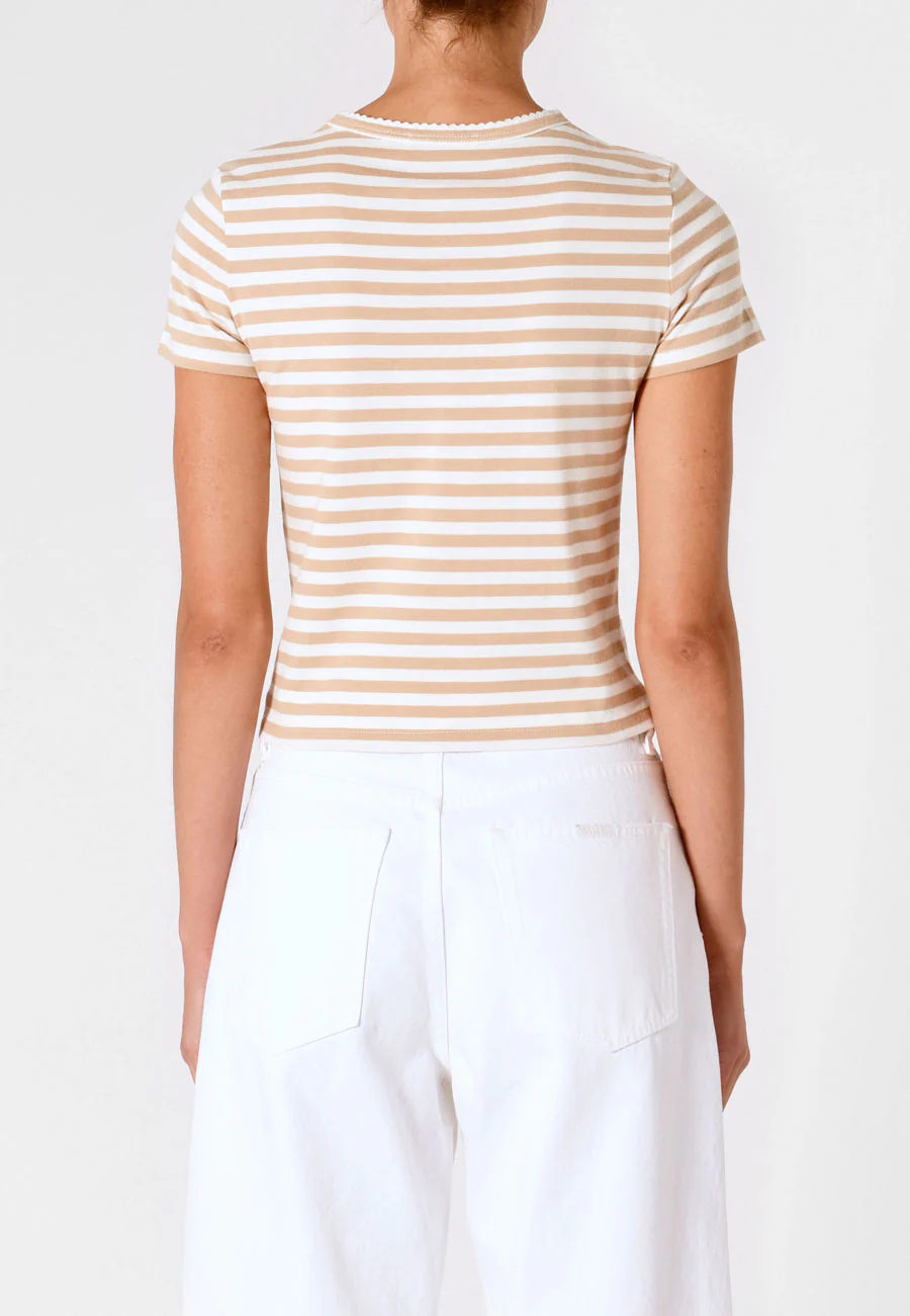 Rolla's Classic Tee Paros Stripe Taupe/White - Image 3